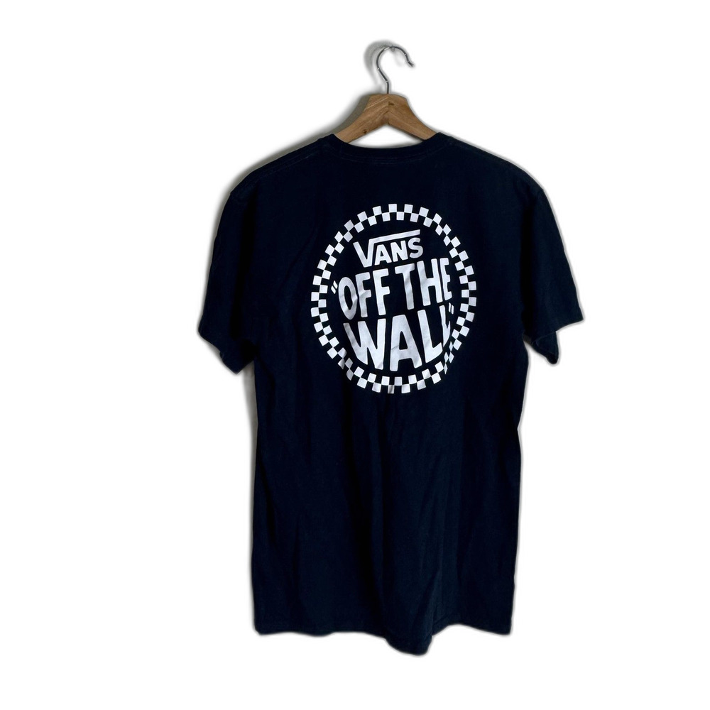 Vans Shirt Medium Navy Off The Wall Checkerboard Graphic Short Sleeve
